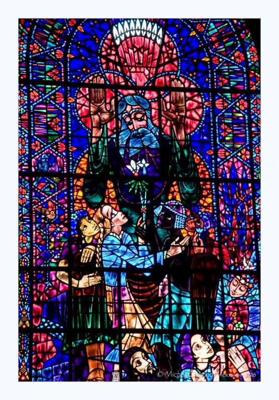 Canterbury , Kent , UK cathedral Walt Disney Style Peace Window (1956) by Ervin Bossanyi