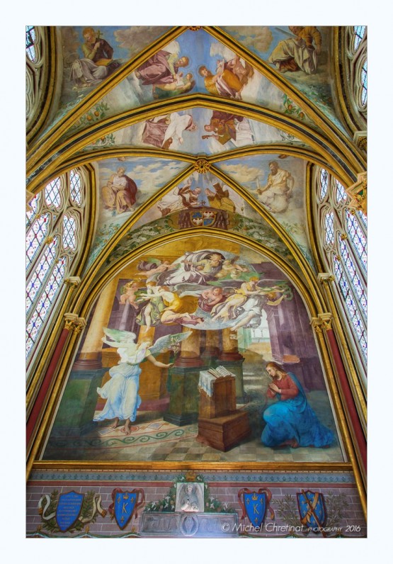 Chaalis abbey , France : Saint Mary Chappel - XVIth century fresco